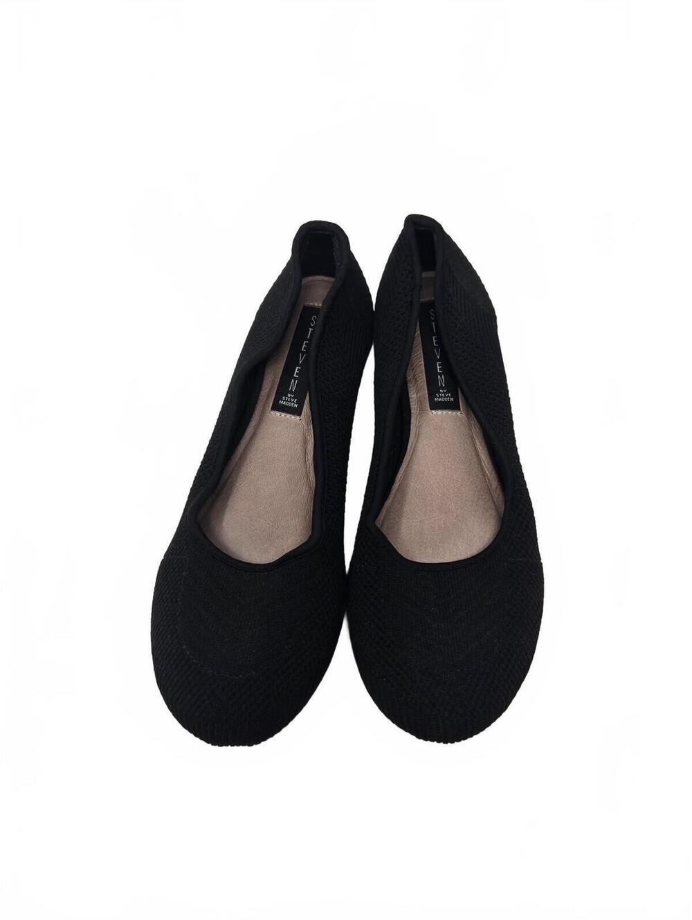 STEVEN New York Women's 8.5 Knit Ballet Flats Round Toe Black Shoes Slip On